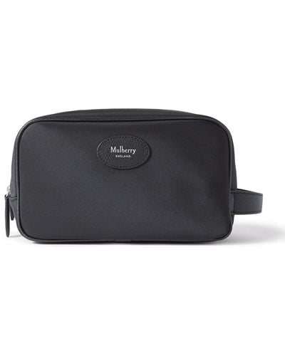 Mulberry Heritage Leather-trimmed Recycled-shell Wash Bag - Black