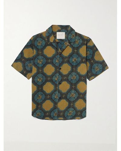 Kardo Ronen Convertible-collar Printed Cotton Shirt - Green