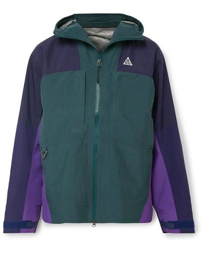 Nike Acg Misery Ridge Colour-block Storm-fit Adv Gore-tex® Hooded Jacket - Green