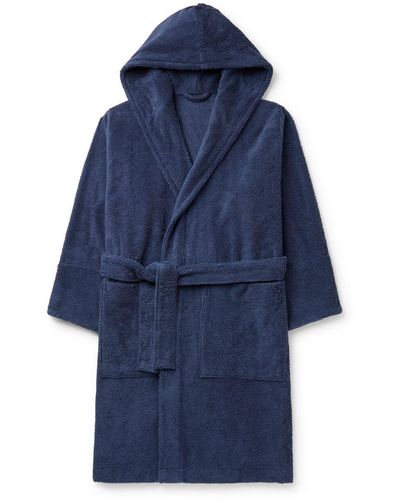 Tekla Organic Cotton-terry Hooded Robe - Blue