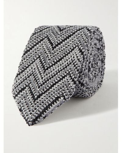 Missoni 8.5cm Crochet-knit Wool And Silk-blend Tie - Grey