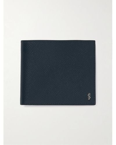 Serapian Evoluzione aufklappbares Portemonnaie aus vollnarbigem Leder mit Logoapplikation - Blau