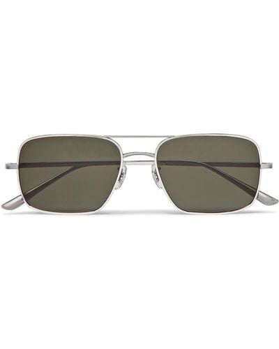 The Row Oliver Peoples Victory La Aviator-style Silver-tone Titanium Polarised Sunglasses - Metallic