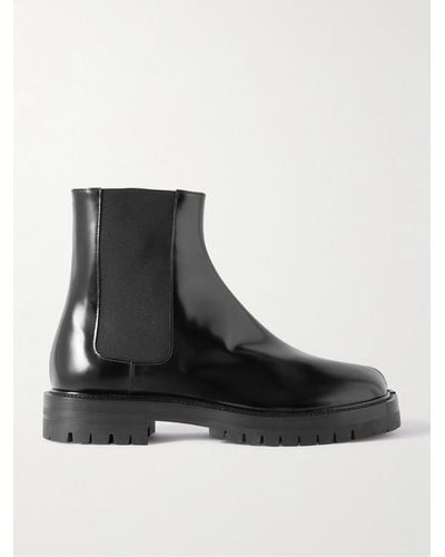 Maison Margiela Tabi Patent-leather Chelsea Boots - Black