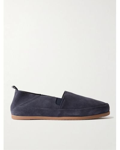 Mulo Collapsible-heel Suede Loafers - Blue