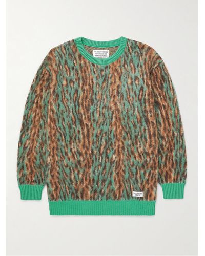 Wacko Maria Leopard-jacquard Sweater - Green