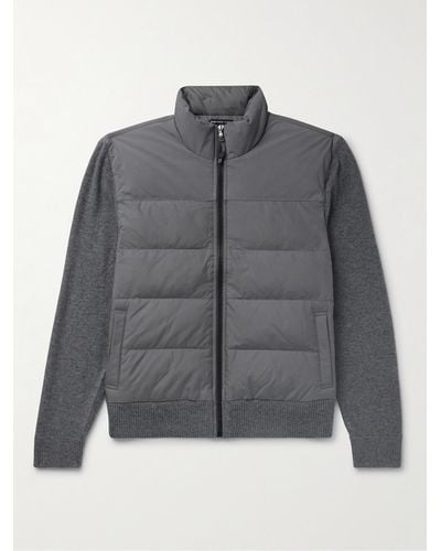 James Perse Quilted Nylon-panelled Wool And Cashmere-blend Down Jacket - Grey