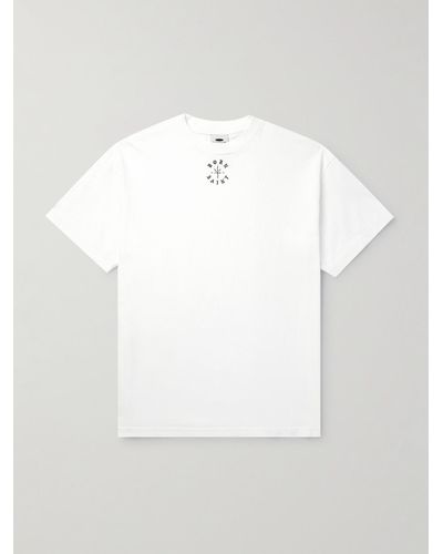 SAINT Mxxxxxx Born X Raised T-shirt in jersey di cotone ricamato con logo - Bianco