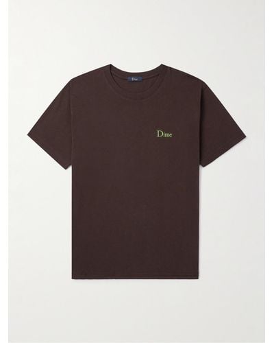 Dime Logo-embroidered Cotton-jersey T-shirt - Brown
