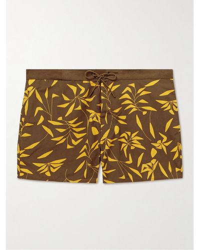 Saint Laurent Straight-leg Printed Twill Drawstring Shorts - Metallic