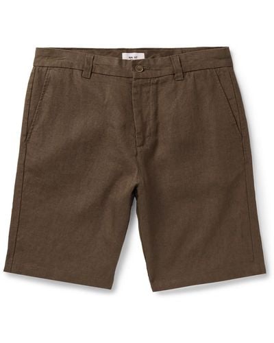 NN07 Crown 1454 Straight-leg Linen Shorts - Green