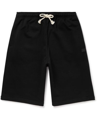 Acne Studios Wide-leg Logo-appliquéd Cotton-jersey Drawstring Shorts - Black