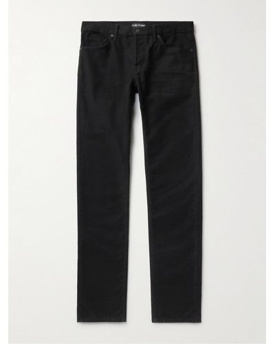 Tom Ford Pantaloni slim-fit in fustagno di cotone stretch - Nero