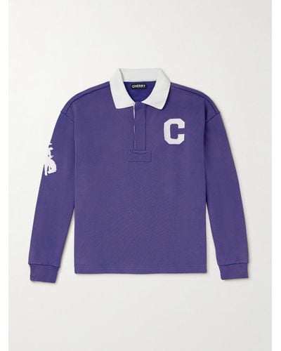 CHERRY LA Logo-appliquéd Cotton-jersey Polo Shirt - Blue