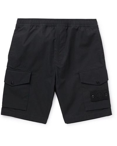 Stone Island Ghost Straight-leg Cotton Cargo Shorts - Black