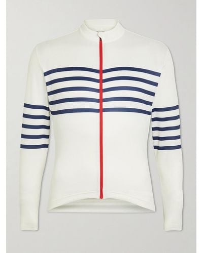 Café du Cycliste Embroidered Striped Cycling Jersey - White