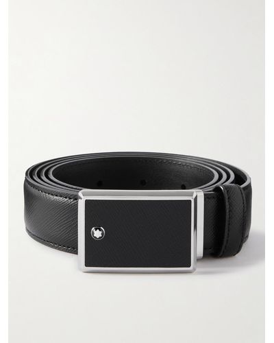 Montblanc 3cm Cross-grain Leather Belt - Black