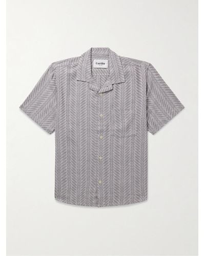 Corridor NYC Cumberland Camp-collar Cotton-blend Jacquard Shirt - Grey