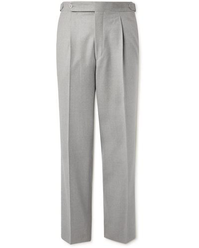 STÒFFA Straight-leg Pleated Moss Wool-flannel Pants - Gray