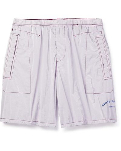 Stone Island Marina Straight-leg Mid-length Logo-print Swim Shorts - Purple