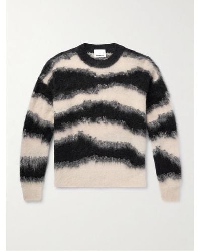 Isabel Marant Sawyers Pullover aus gebürstetem Strick mit Streifen - Schwarz
