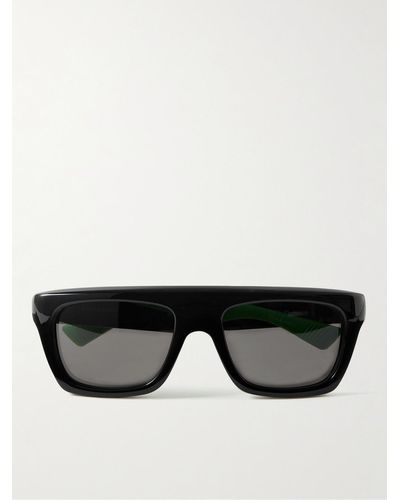 Bottega Veneta Sonnenbrille mit eckigem Rahmen aus Azetat mit Gummibesatz - Schwarz