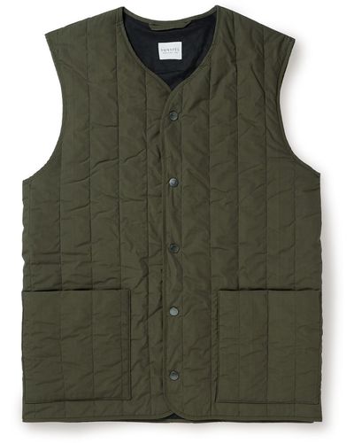 Sunspel Quilted Cotton Gilet - Green