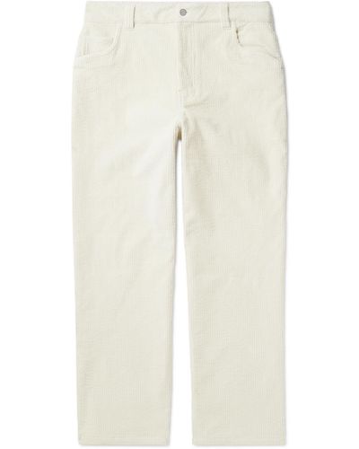 Dime Straight-leg Logo-embroidered Cotton-blend Corduroy Pants - Natural