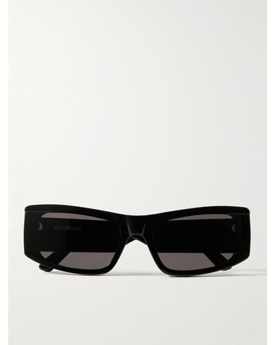 Balenciaga Occhiali da sole in acetato con montatura rettangolare - Nero
