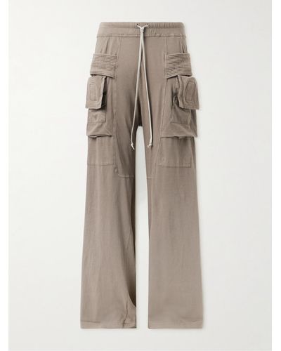 Rick Owens Creatch Wide-leg Cotton-jersey Drawstring Cargo Trousers - Natural
