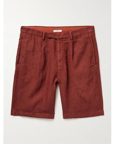 Boglioli Straight-leg Pleated Linen Shorts - Red