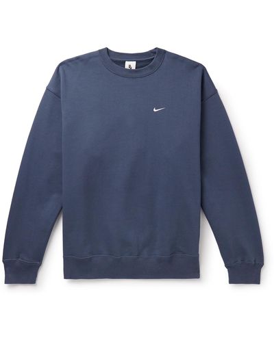 Nike Solo Swoosh Cotton-blend Jersey Sweatshirt - Blue