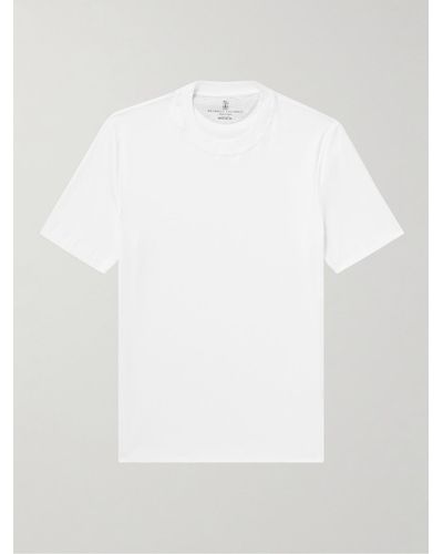 Brunello Cucinelli T-shirt in jersey di cotone - Bianco