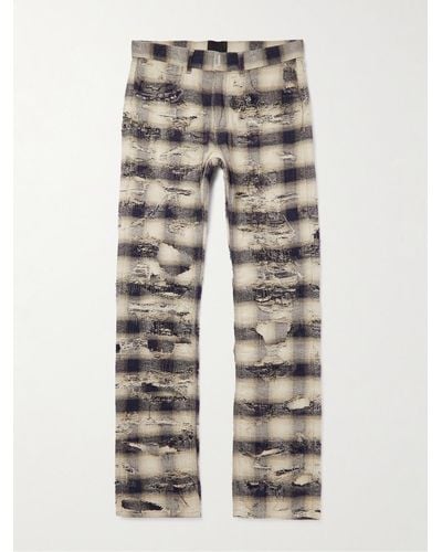 Givenchy Straight-leg Distressed Checked Jeans - Multicolour