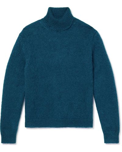 Massimo Alba Mohair And Silk-blend Rollneck Sweater - Blue