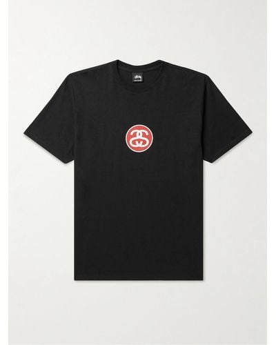 Stussy Ss-link Logo-print Cotton-jersey T-shirt - Black
