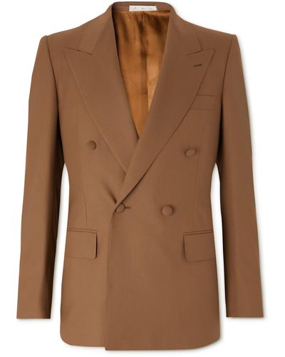 Umit Benan Jacques Marie Mage Double-breasted Wool-twill Suit Jacket - Brown