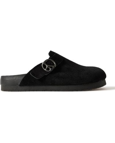 Needles Perforated Suede Clogs - Black