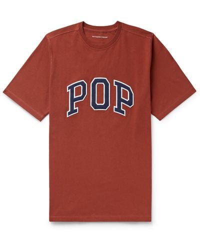 Pop Trading Co. Arch Logo-appliquéd Cotton-jersey T-shirt - Red