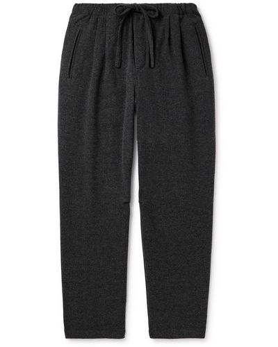 Massimo Alba Keywest Straight-leg Cotton And Cashmere-blend Drawstring Pants - Black