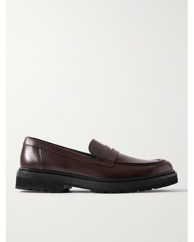 VINNY'S Richee Leather Penny Loafers - Black