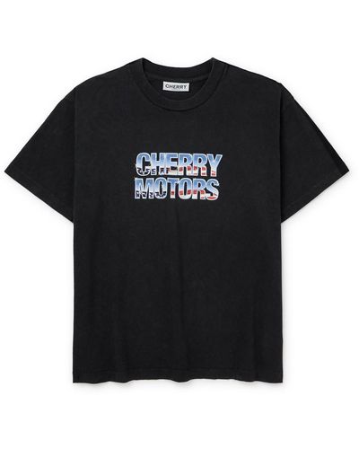 CHERRY LA Logo-print Cotton-jersey T-shirt - Black