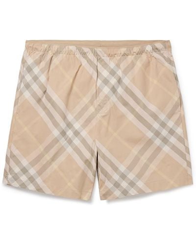 Burberry Straight-leg Mid-length Checked Swim Shorts - Natural