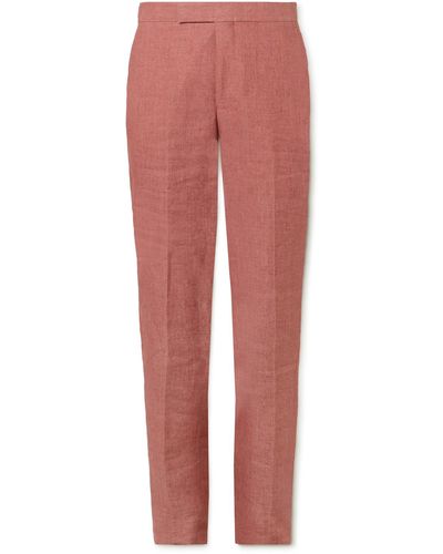 Richard James Straight-leg Linen Suit Pants - Red