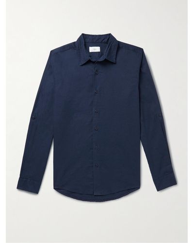 Onia Stretch Linen-blend Shirt - Blue