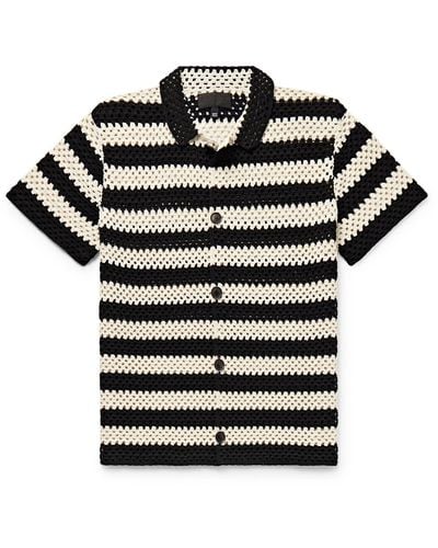 Nili Lotan Brice Striped Crocheted Cotton Shirt - Black