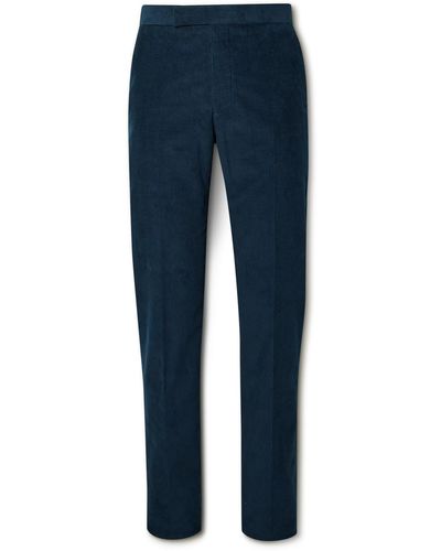 Richard James Slim-fit Cotton-needlecord Pants - Blue