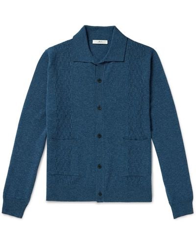 MR P. Camp-collar Wool Shirt - Blue