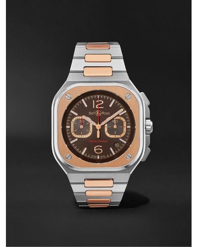 Bell & Ross Br 05 Limited Edition Automatic Chronograph 42mm Stainless Steel And Rose Gold Watch - Brown