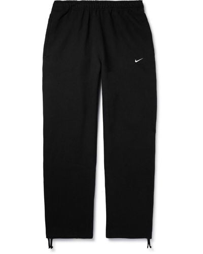 Nike Straight-leg Logo-embroidered Cotton-blend Jersey Sweatpants - Black